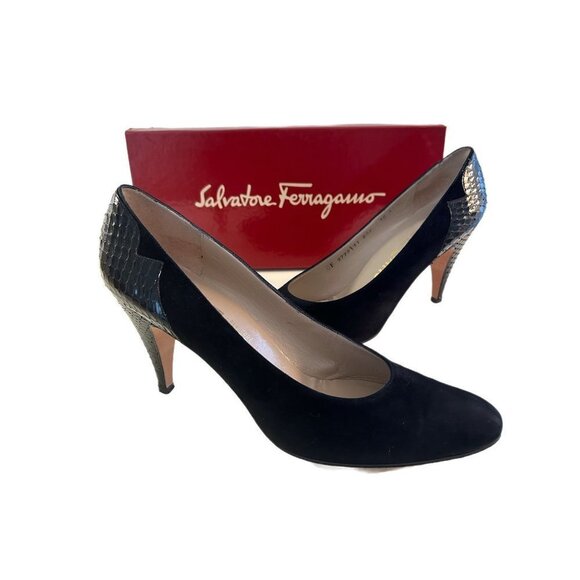 Salvatore Ferragamo Shoes - SALVATORE Ferragamo Women's Black Suede Heels Size 10